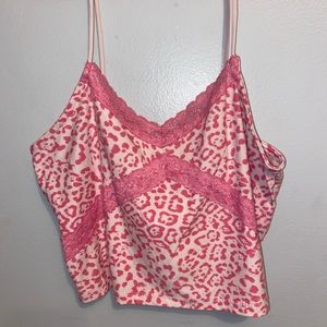 Rue 21 pink cheetah print laced tank top